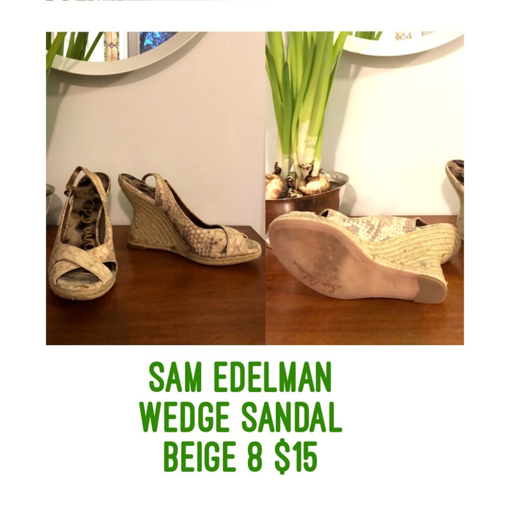 Sam Edelman Arianna Snakeskin Rope Wedge, Size 8
